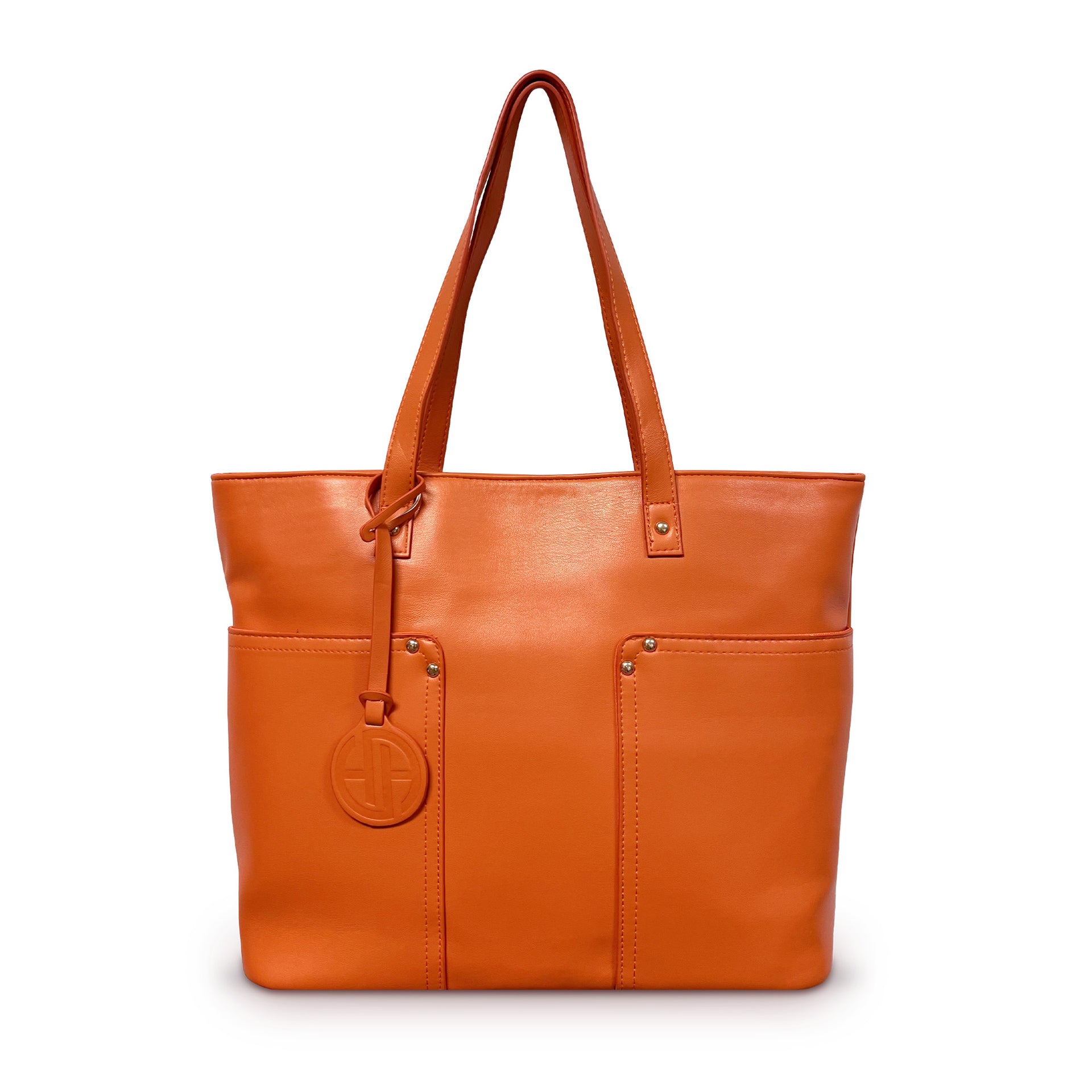 Youzey Vegan Leather Tote Bag,Orange