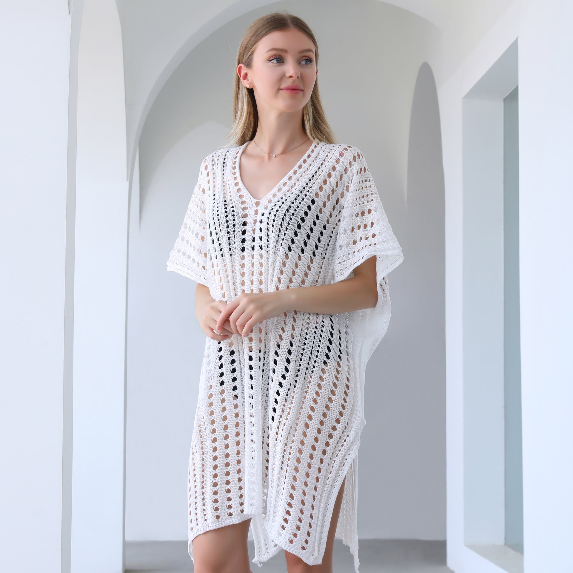 Coastal Crochet Beach Swim Cover-Up - White Youzey Coastal Crochet Beach Swim Cover-Up - White Youzey