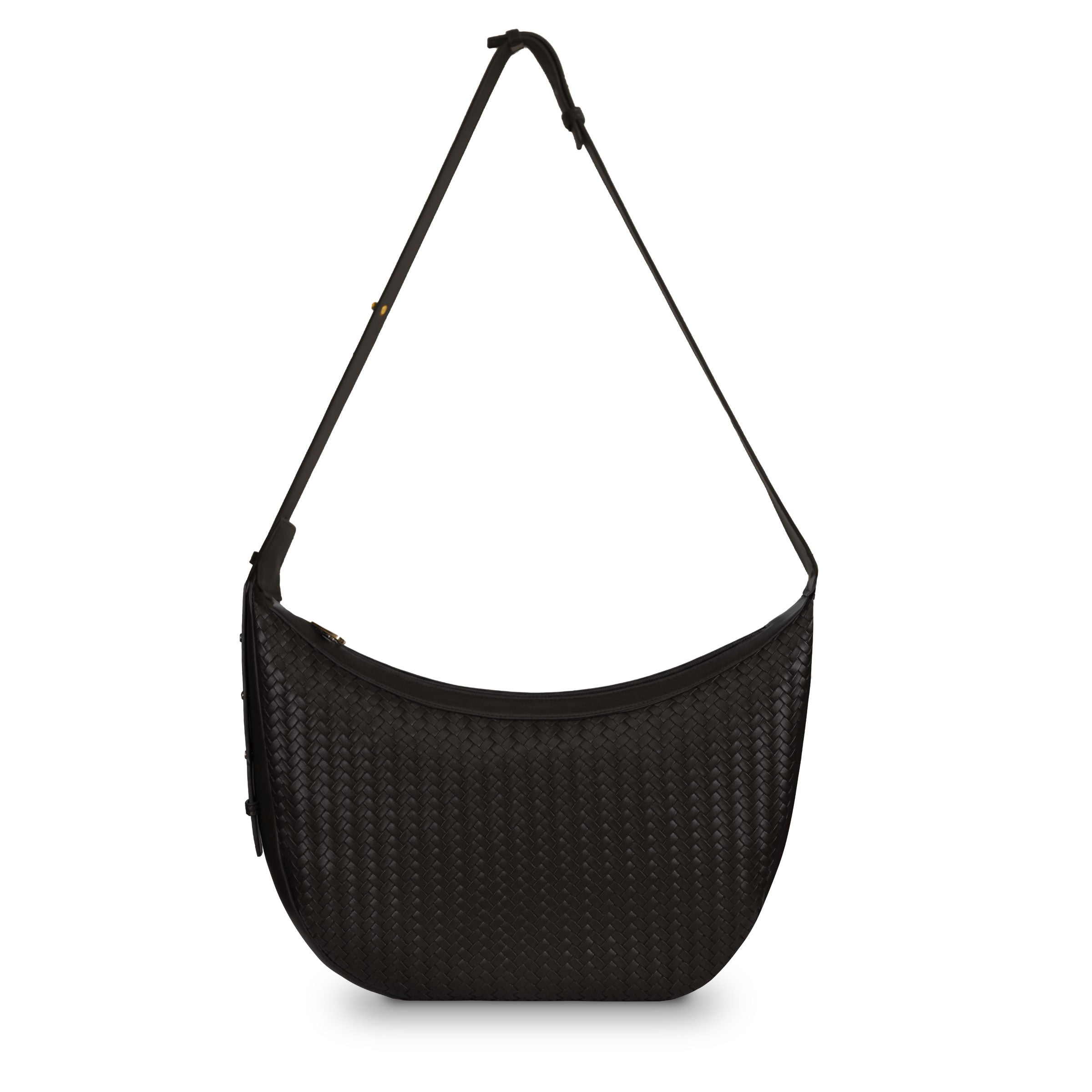 The Crescent Woven Shoulder Bag with Zipper - Black – Youzey